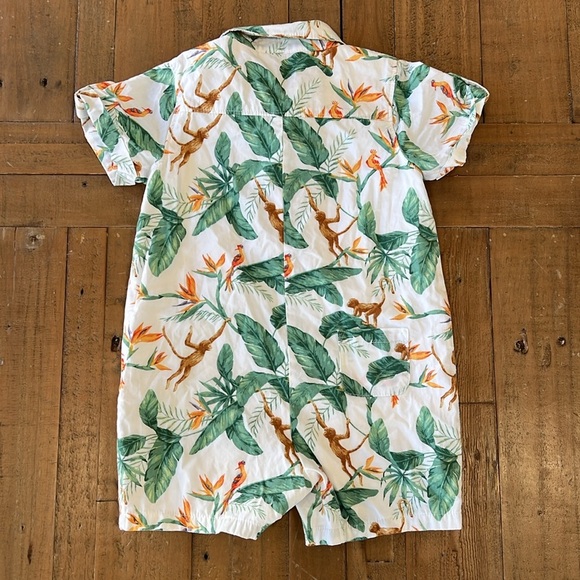 Janie and jack tropical monkey short sleeve button front romper - Picture 6 of 6